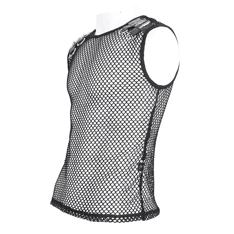 Herren Gothic Bullet Durchsichtiges Mesh Tanktop