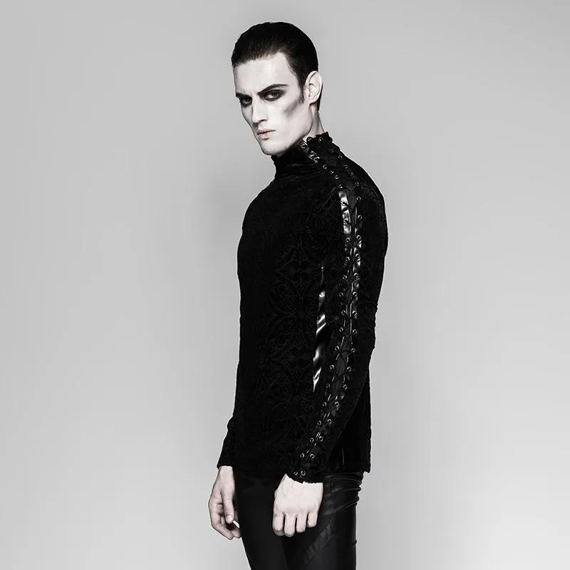 Herren Gothic Blumen Langarmhemd