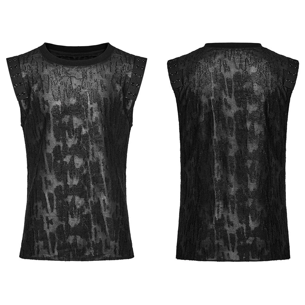 Herren Gothic Grunge Zerrissenes Ösen-Tanktop