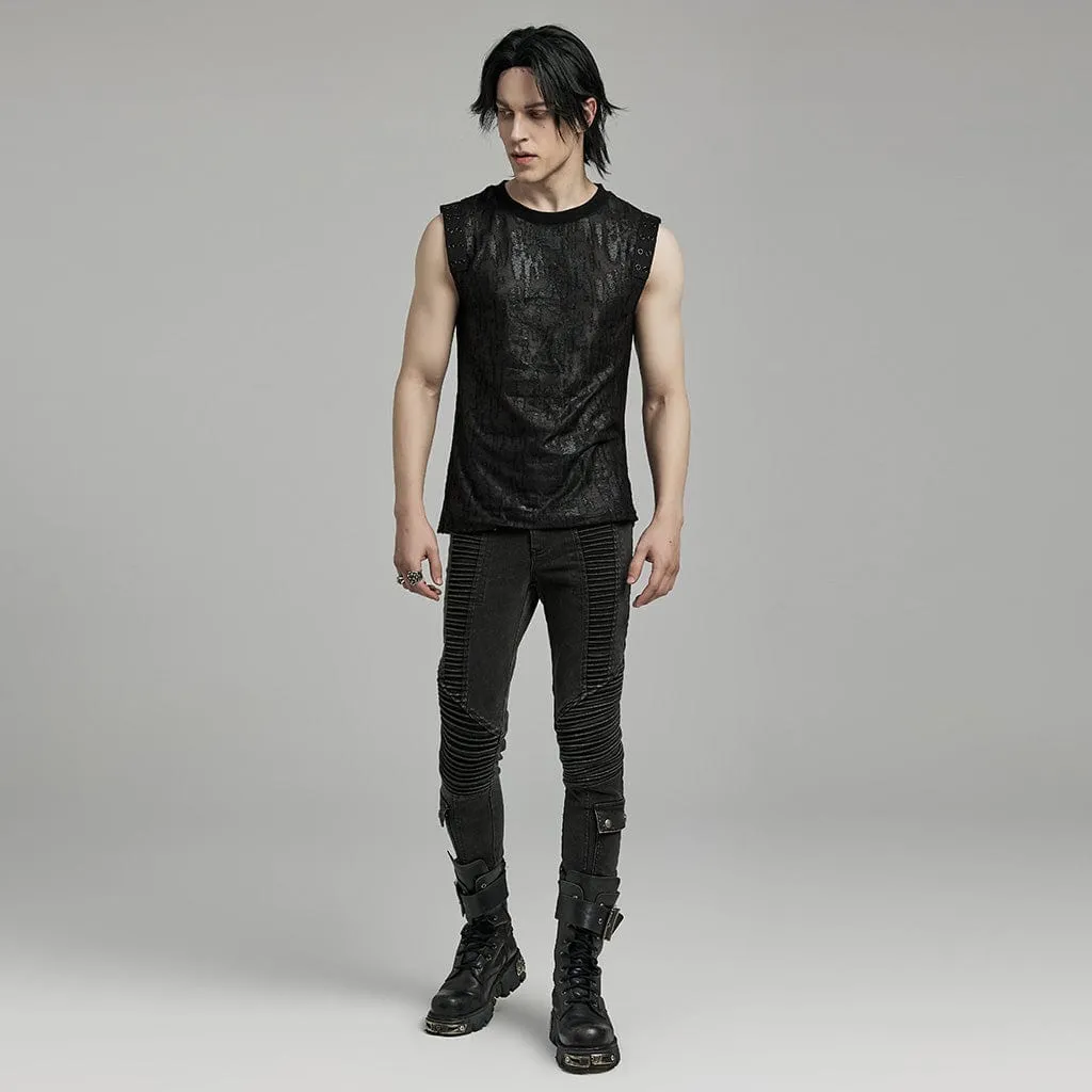 Herren Gothic Grunge Zerrissenes Ösen-Tanktop