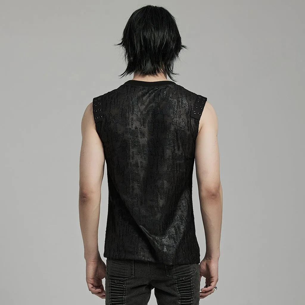 Herren Gothic Grunge Zerrissenes Ösen-Tanktop