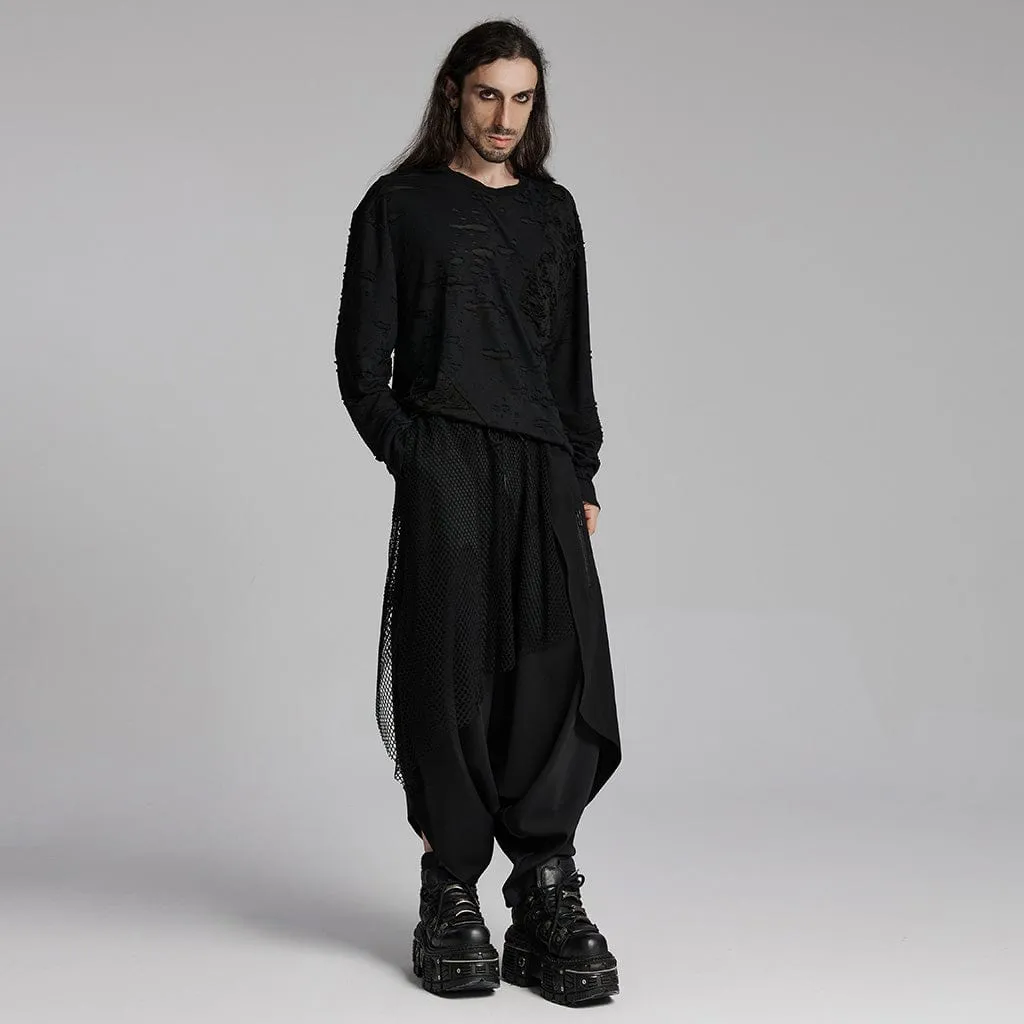 Herren Gothic Zerrissenes Mesh-Shirt