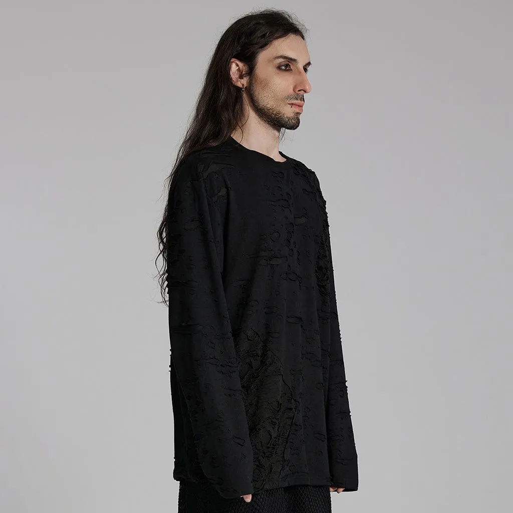 Herren Gothic Zerrissenes Mesh-Shirt