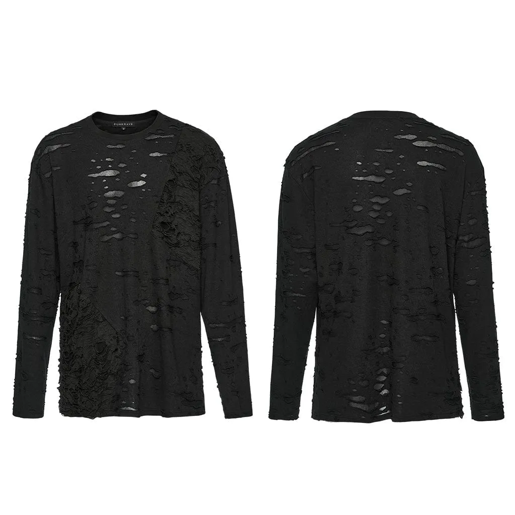 Herren Gothic Zerrissenes Mesh-Shirt