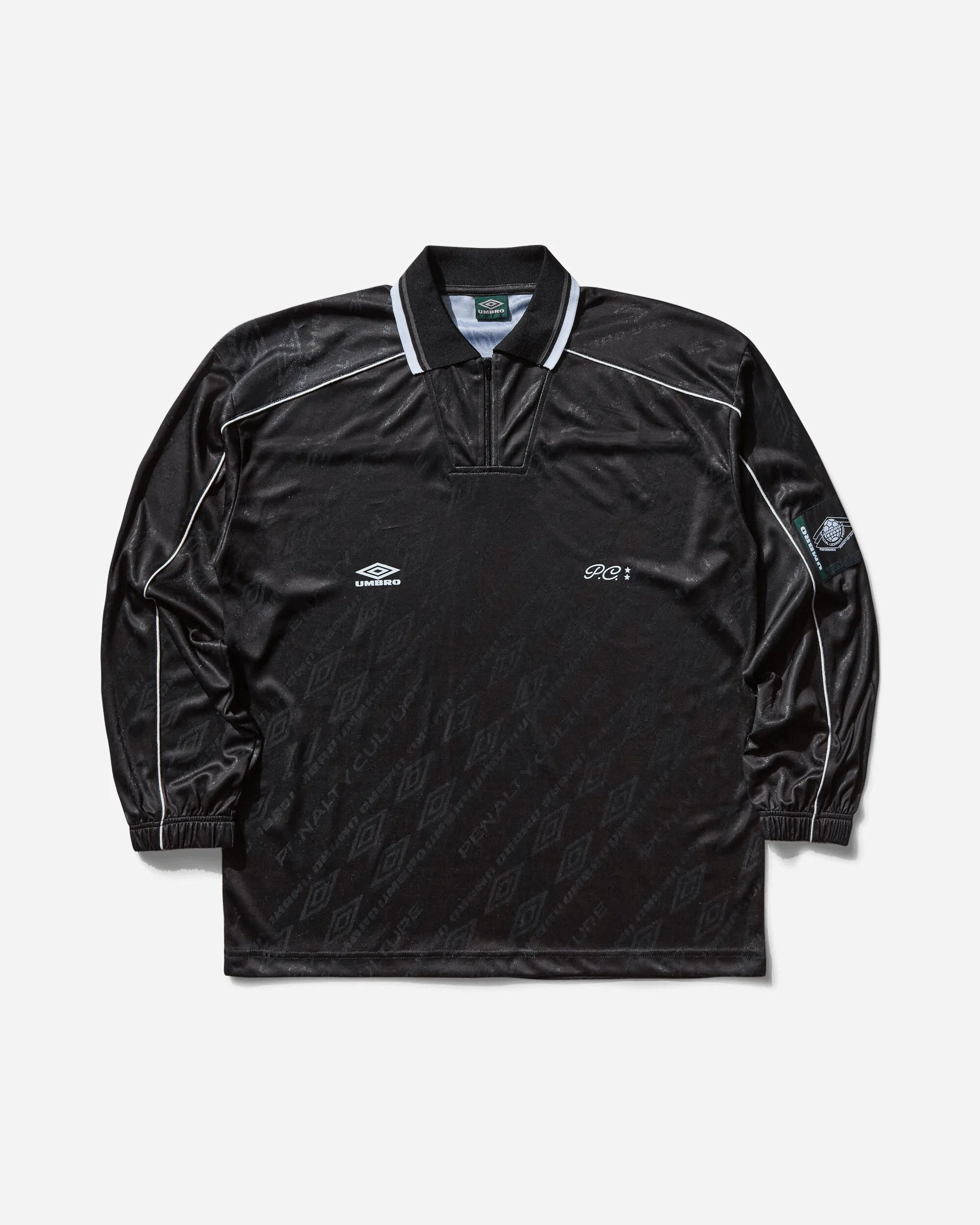 Herren Langarm Polo mit Aufdruck Schwarz