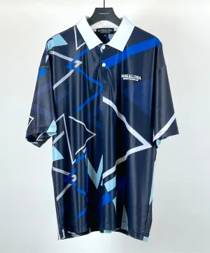 Herren Polo mit Dreiecks-Print Marineblau