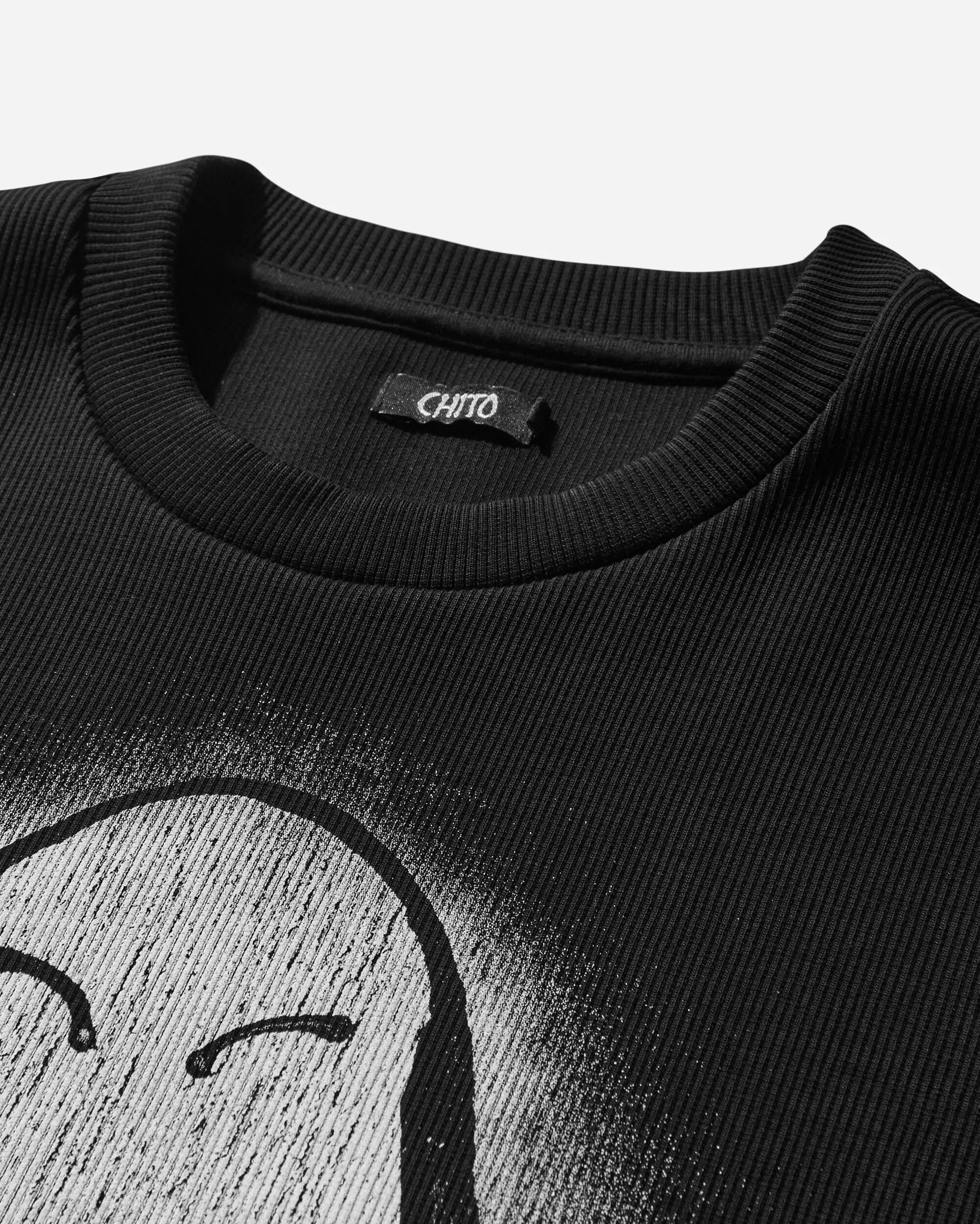 Herzen-Augen-Pupillen Rippen T-Shirt Schwarz für Herren