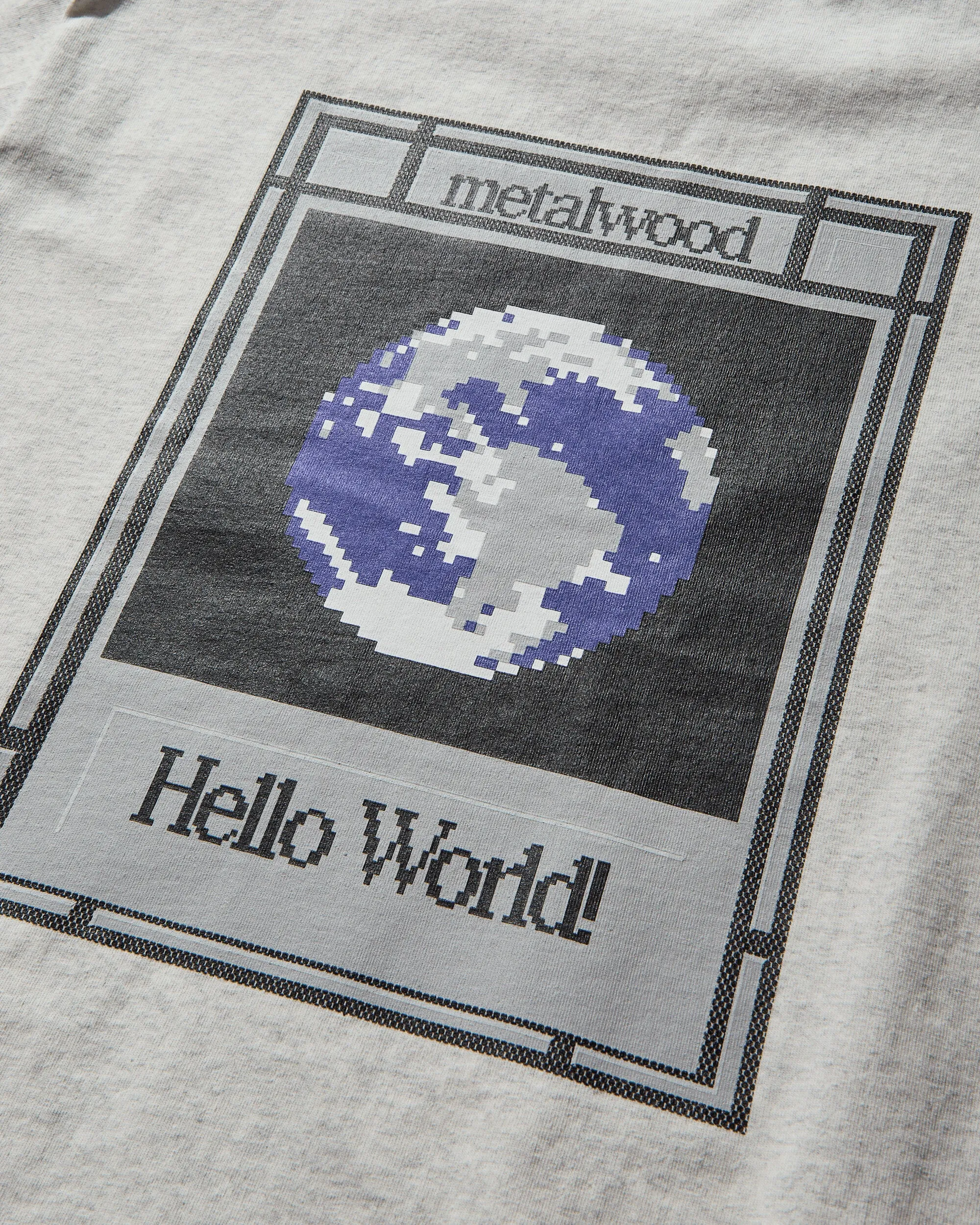 Herren Hello World T-Shirt Meliertes Grau