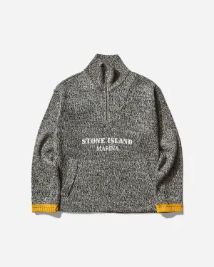 Herren Marina Gummierteffekt Pullover mit Halbem Reißverschluss in Elfenbein