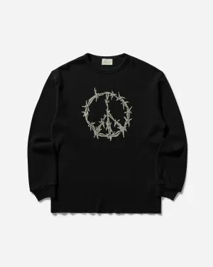 Herren Peace Press Gothic Waffle Langarm T-Shirt Schwarz