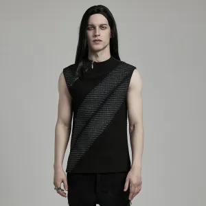 Herren Punk asymmetrischer Reißverschluss Tanktop