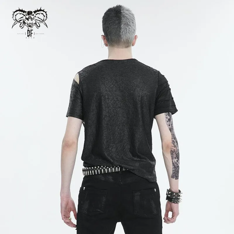 Herren-Punk T-Shirt mit Ausschnitten und Reißverschluss-Trägern