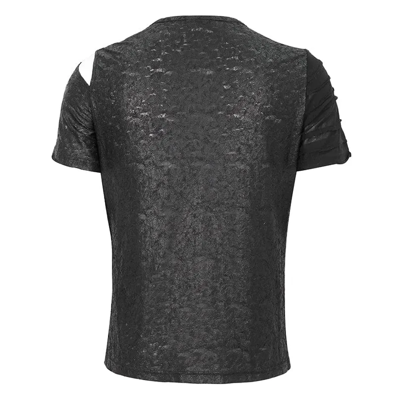 Herren-Punk T-Shirt mit Ausschnitten und Reißverschluss-Trägern
