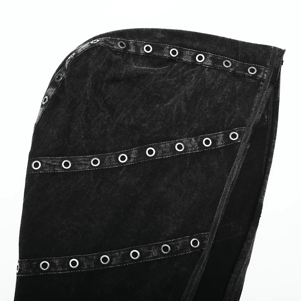 Herren Punk Unregelmäßig Zerrissenes Tanktop mit Kapuze