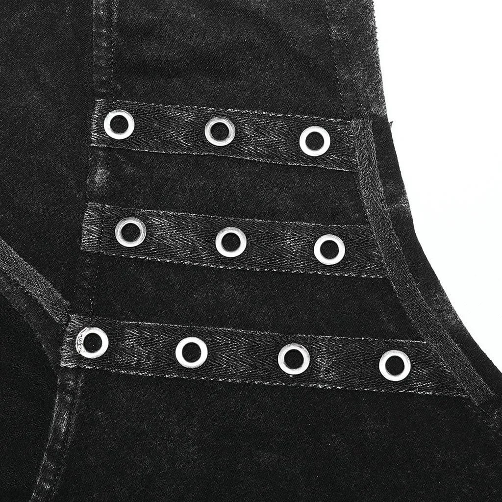 Herren Punk Unregelmäßig Zerrissenes Tanktop mit Kapuze