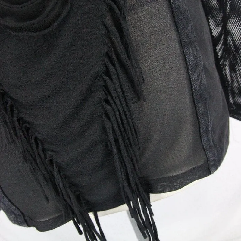 Herren Punk Mesh und Vintage Riss T-Shirt