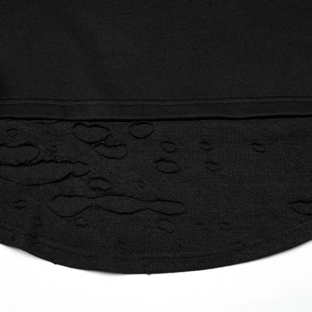 Herren Punk Mesh Zerrissenes T-Shirt