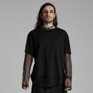 Herren Punk Mesh Zerrissenes T-Shirt