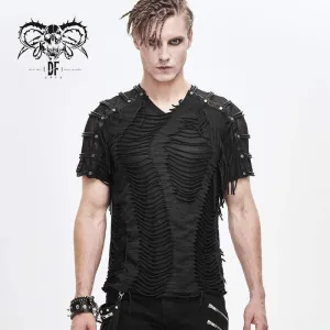 Herren-Punk-Zerrissene-Mesh-T-Shirts