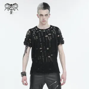 Herren Punk Zerrissenes Mesh T-Shirt mit Trägern