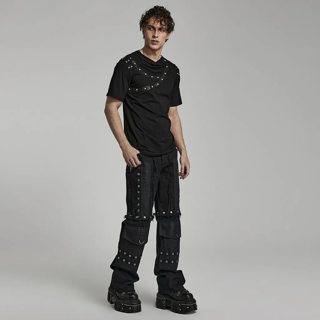 Herren-Punk-T-Shirt mit Rüschenkragen