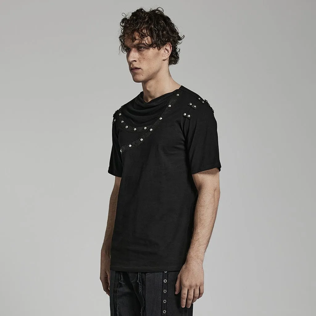 Herren-Punk-T-Shirt mit Rüschenkragen