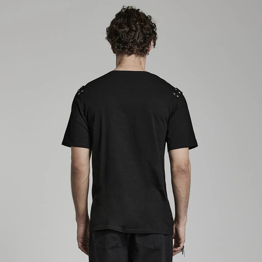 Herren-Punk-T-Shirt mit Rüschenkragen