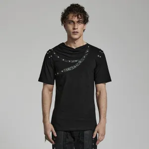 Herren-Punk-T-Shirt mit Rüschenkragen
