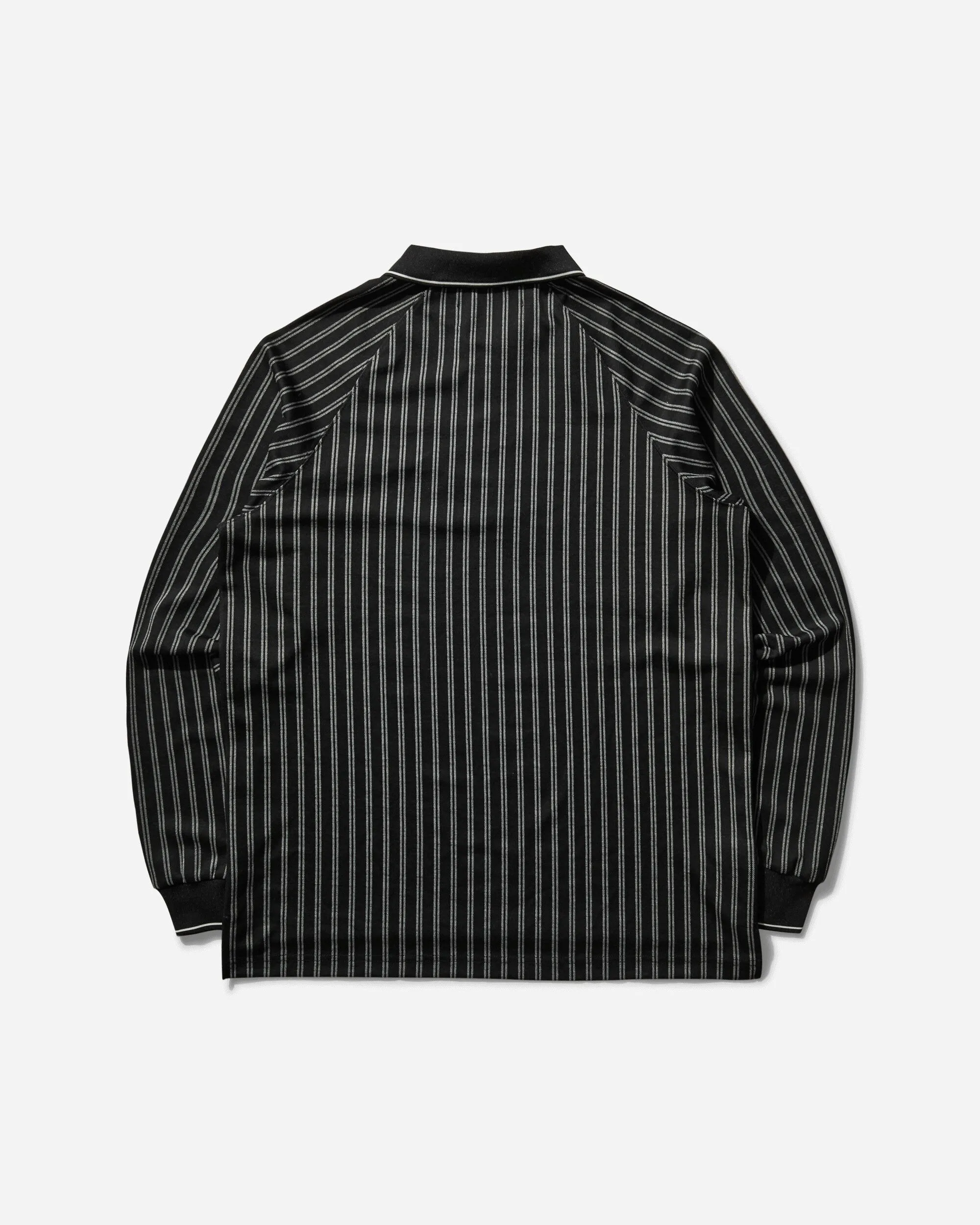 Herren Rippen-Langarm-Polo Schwarz