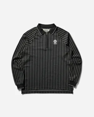 Herren Rippen-Langarm-Polo Schwarz