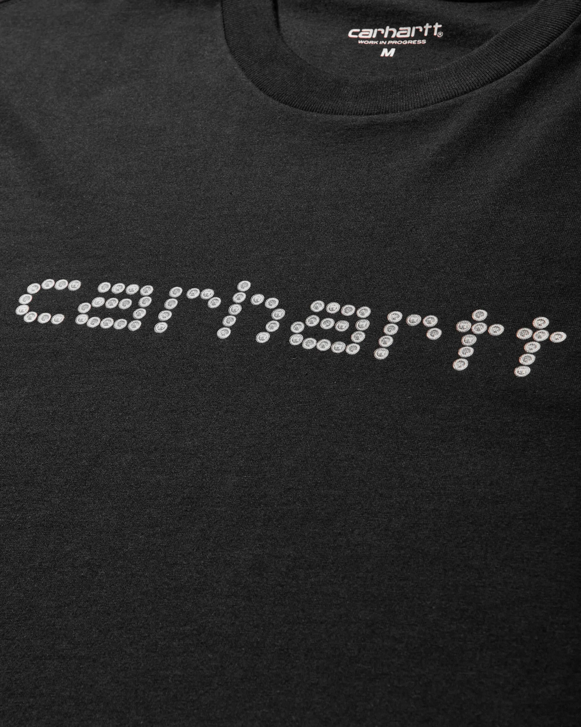Herren T-Shirt mit Nieten-Schriftzug Schwarz