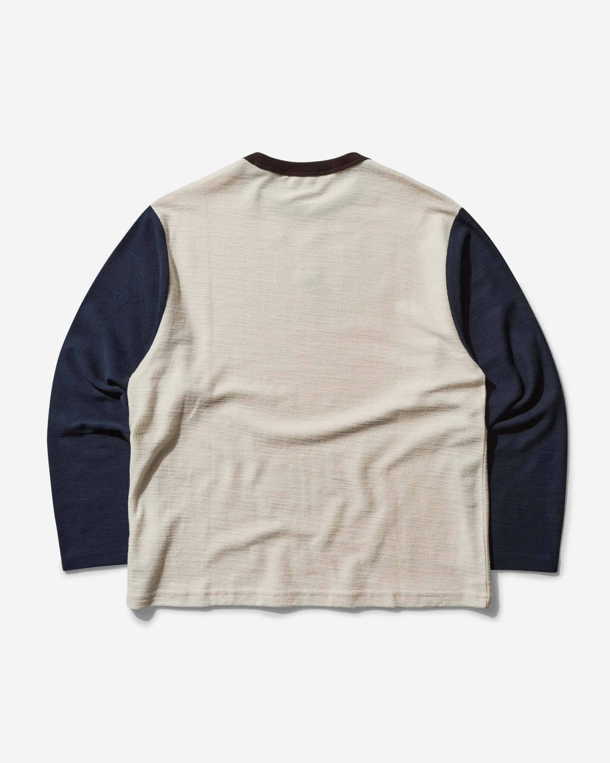 Herren Baseball Langarm-Shirt mit Slub-Optik in Natur