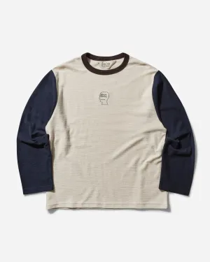 Herren Baseball Langarm-Shirt mit Slub-Optik in Natur
