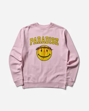 Herren Smiley Jesus Pullover Hoodie Pink