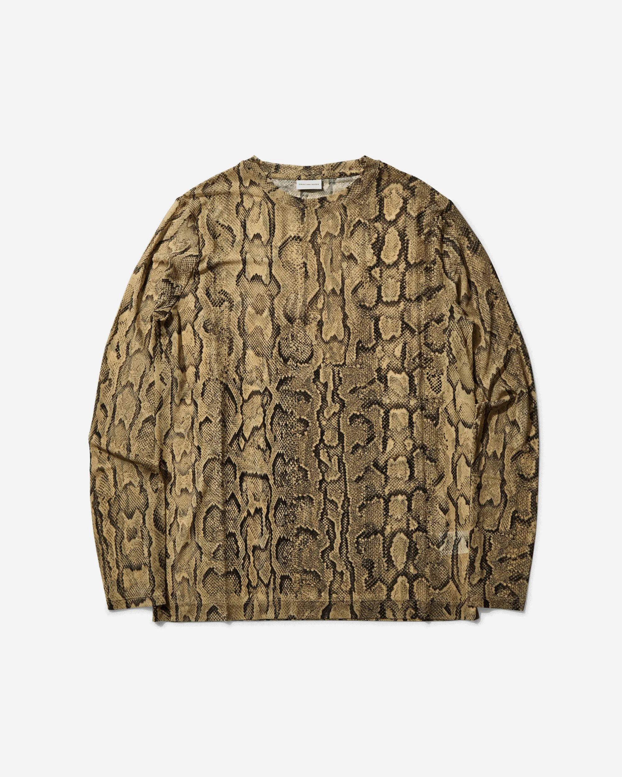 Herren Langarmshirt mit Schlangenmuster in Sand