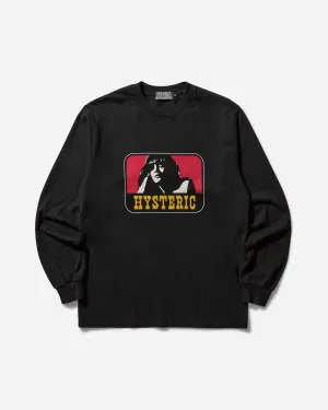 Herren Wildes Mädchen Langarm T-Shirt Schwarz