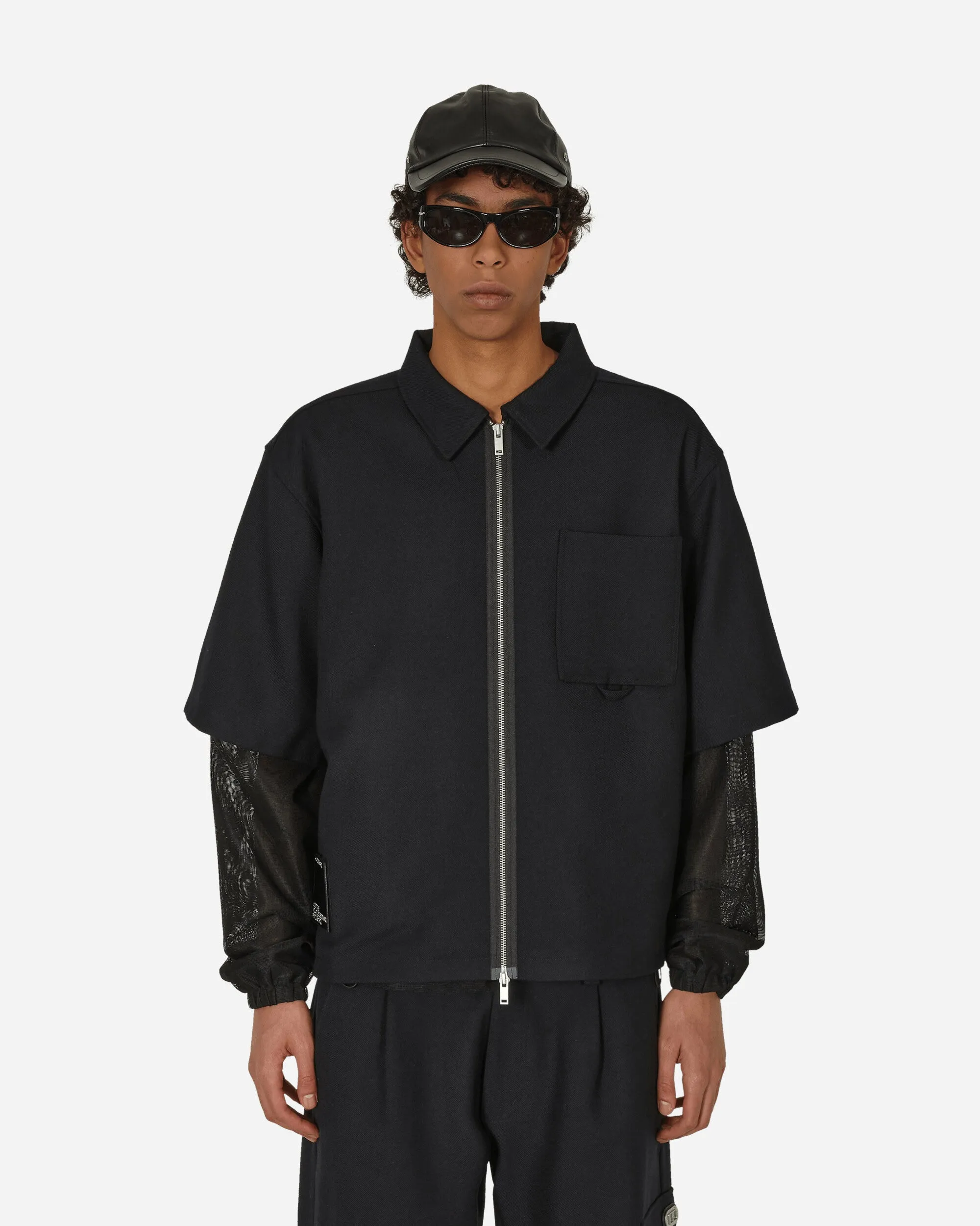 Merino Patch Zip Shirt Schwarz
