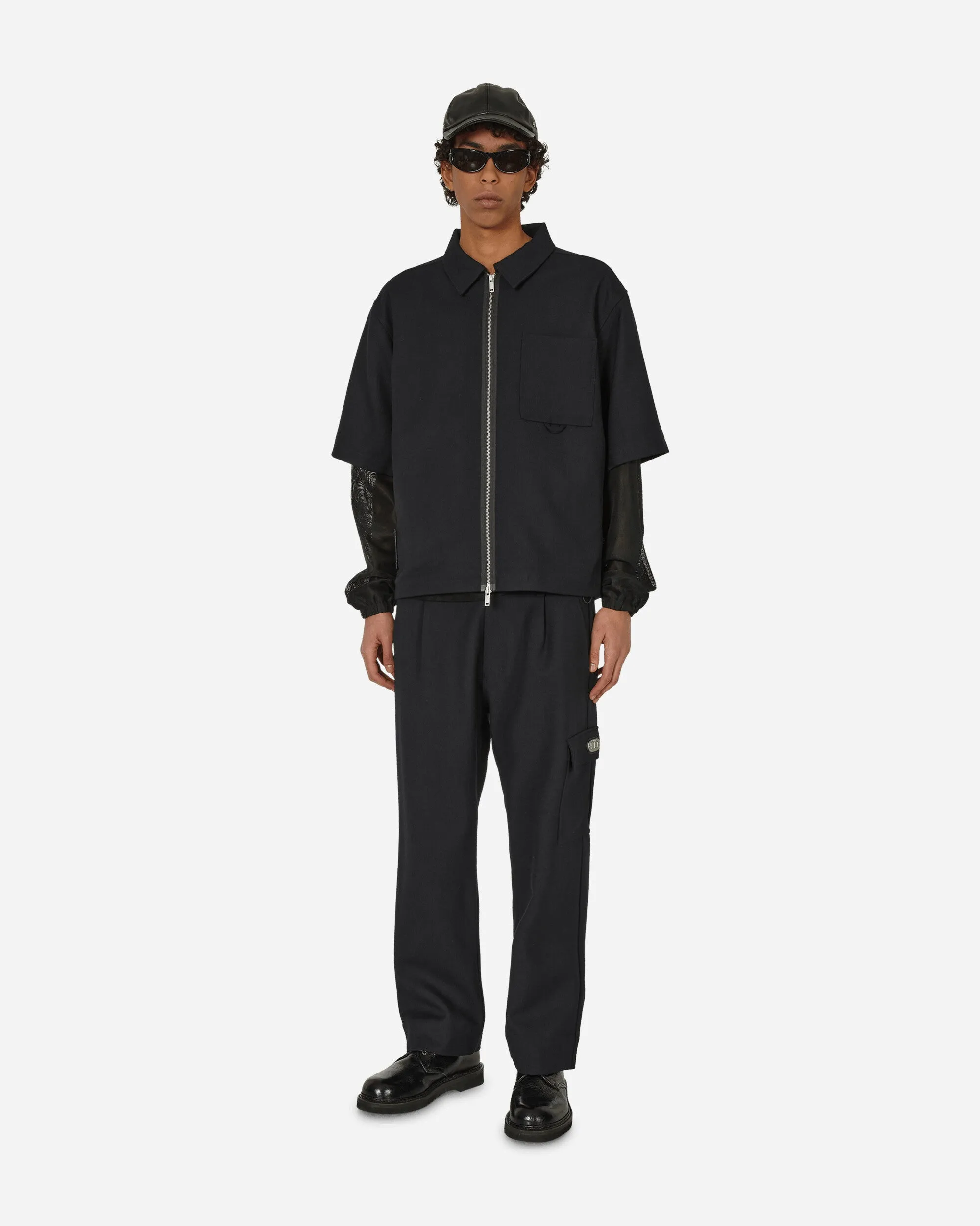Merino Patch Zip Shirt Schwarz