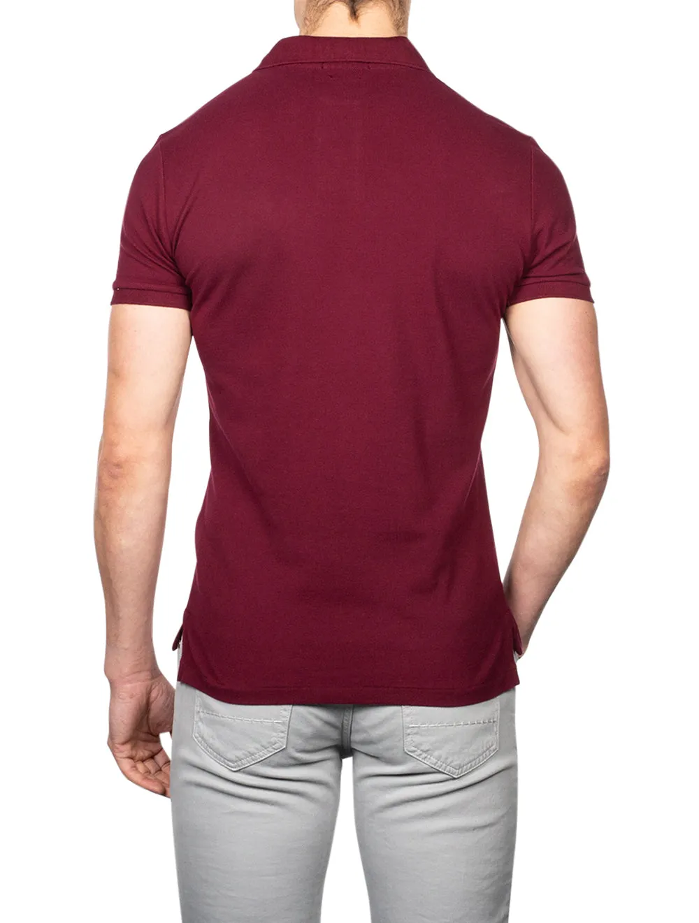Mesh Polo-Shirt Weinrot