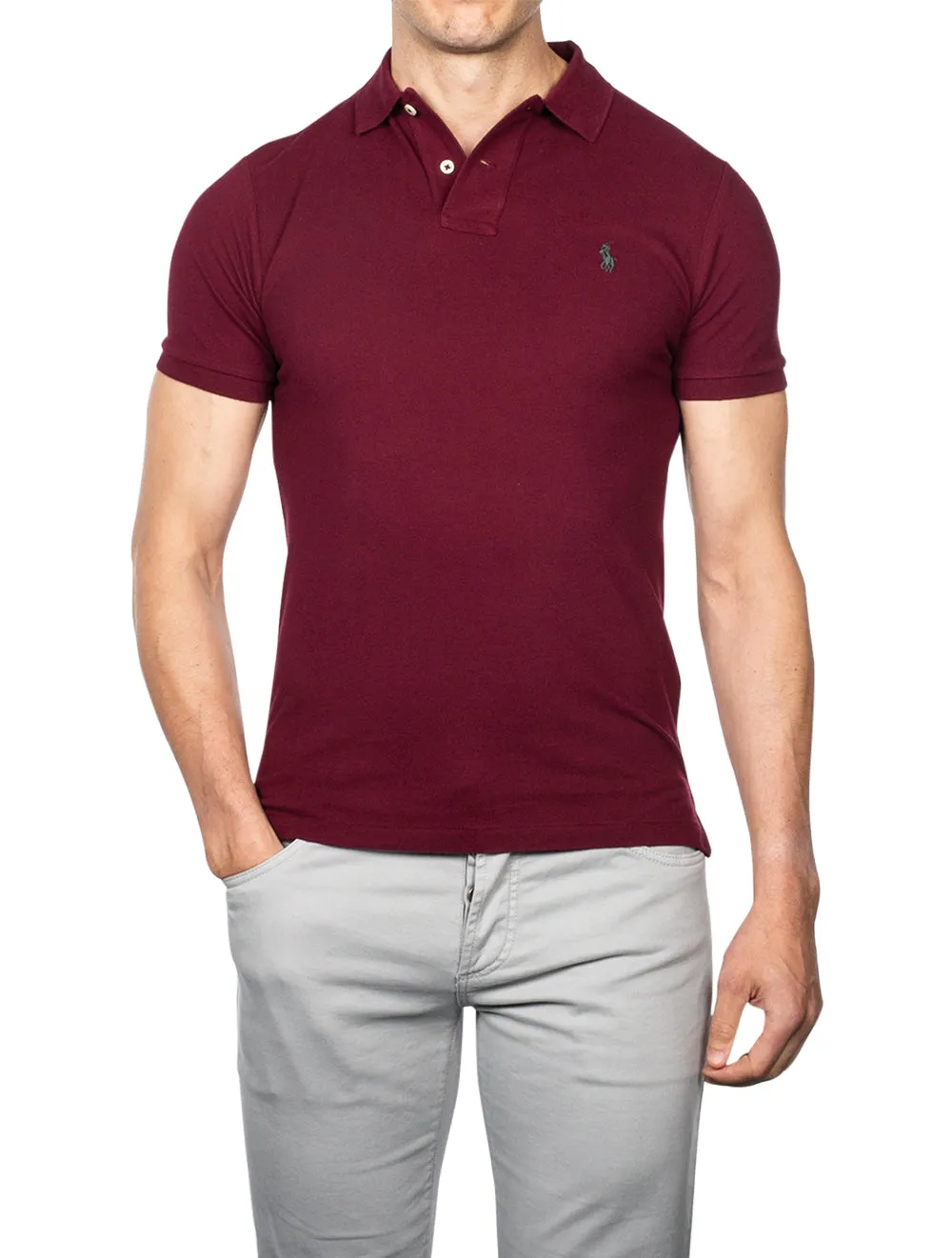 Mesh Polo-Shirt Weinrot