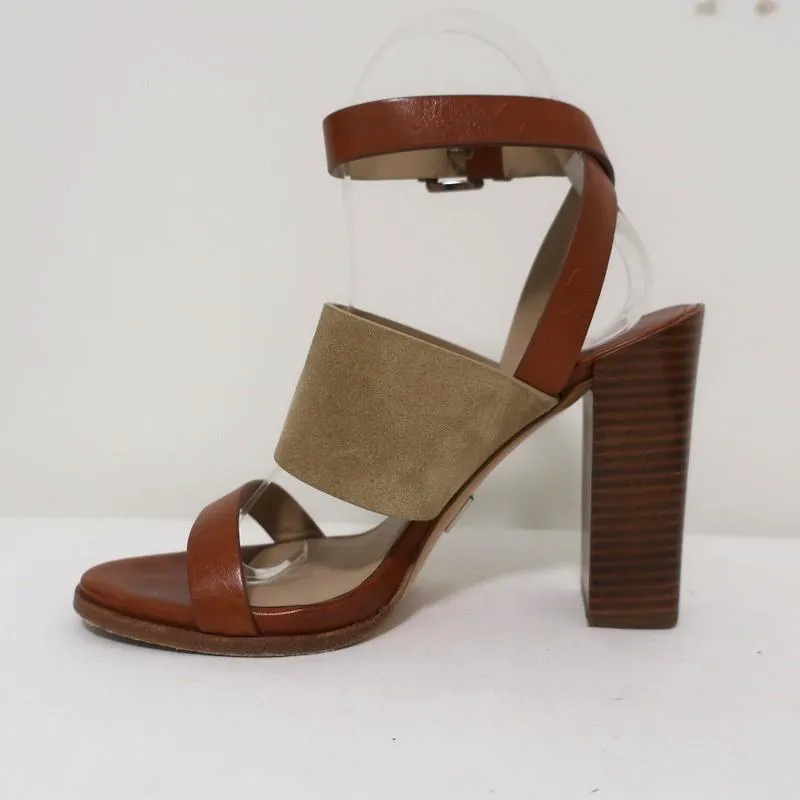 Michael Kors Collection Sandalen Rigby Braun Leder & Beige Wildleder Größe 37