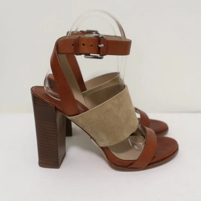 Michael Kors Collection Sandalen Rigby Braun Leder & Beige Wildleder Größe 37