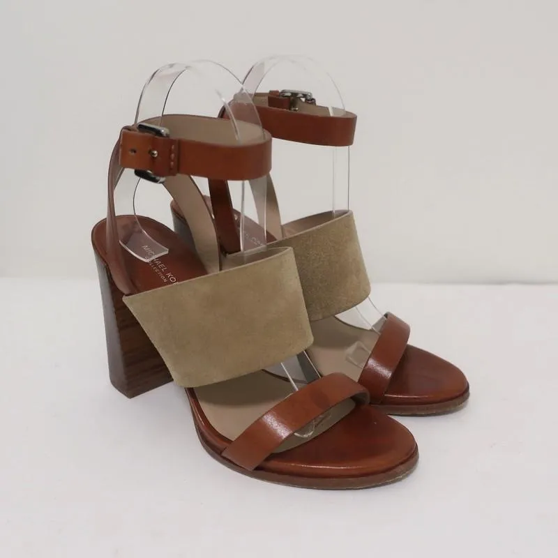 Michael Kors Collection Sandalen Rigby Braun Leder & Beige Wildleder Größe 37