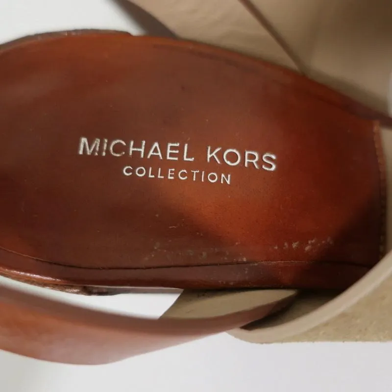 Michael Kors Collection Sandalen Rigby Braun Leder & Beige Wildleder Größe 37