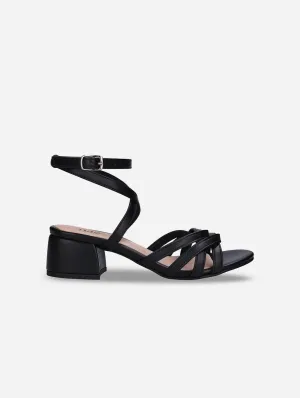 Mina Damen Vegane Apfel-Leder Riemchensandalen | Schwarz