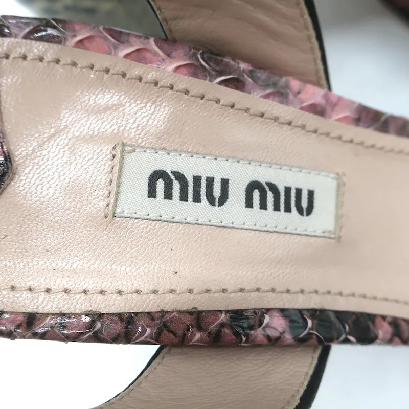 Miu Miu Plateau-Sandalen aus Schlangenleder & Glitzer Pink/Silber Größe 37,5 NEU
