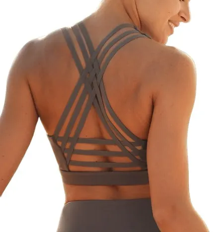 Mono B Criss Cross Bustier-Top AT2609 Mokka