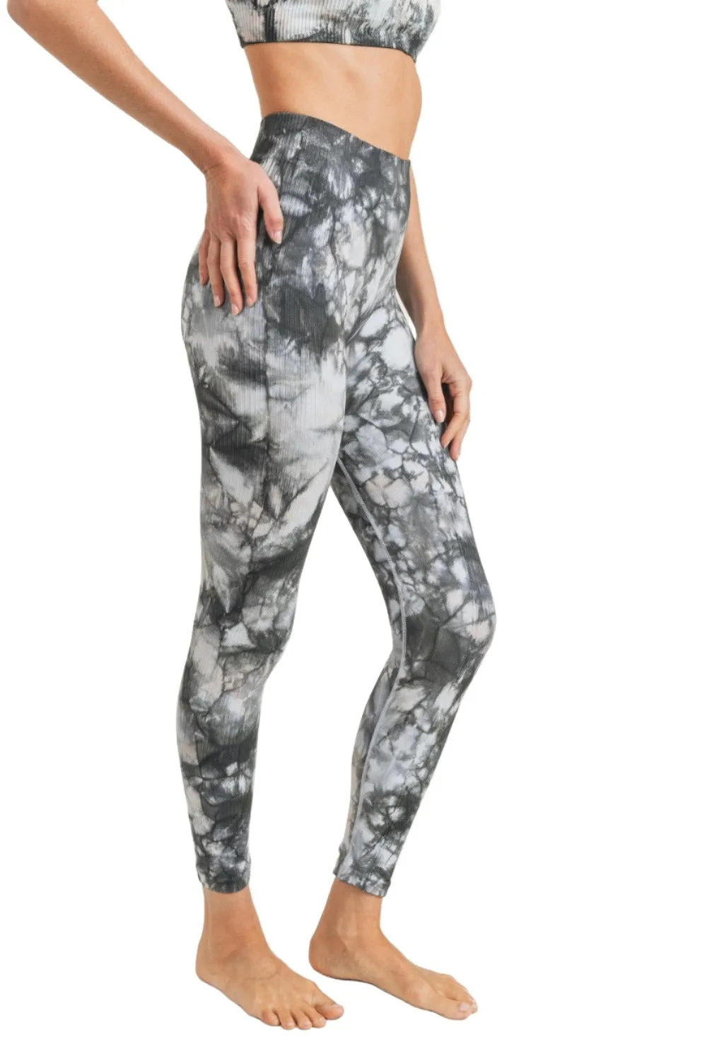 Mono B Glas-Tie-Dye Nahtlose Rippen-Leggings APH3002