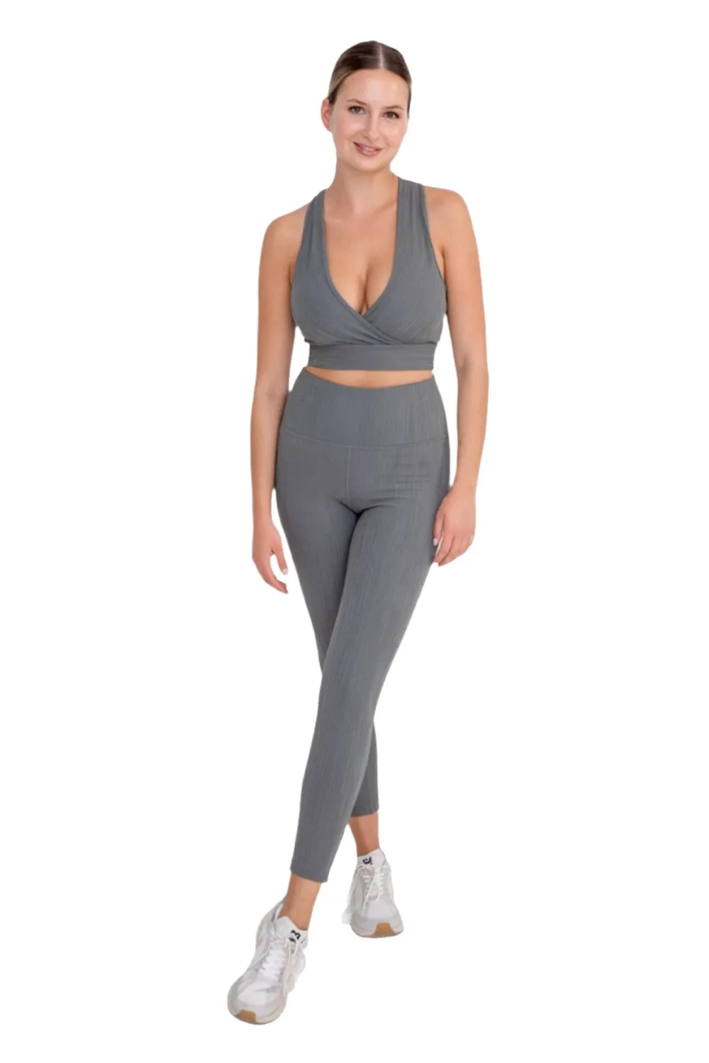 Mono B Texturierte Linien Jacquard TACTEL® Sport-BH AT8089