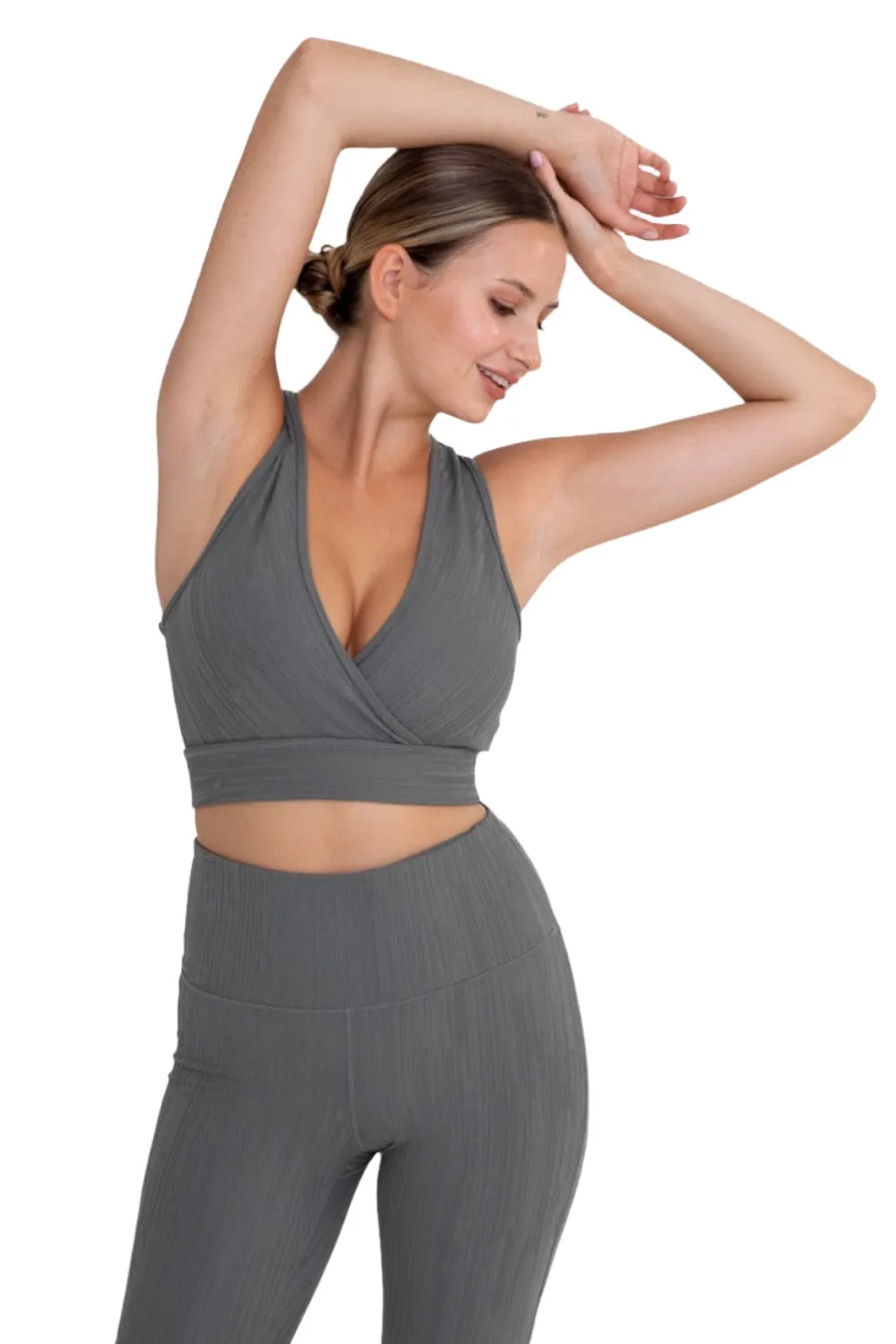 Mono B Texturierte Linien Jacquard TACTEL® Sport-BH AT8089